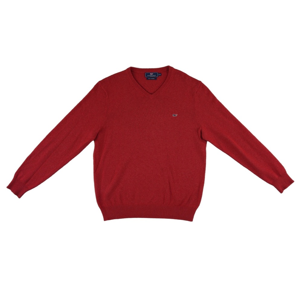 Vineyard‎ Vines Red Classic V Neck Sweater Men's Size Medium Red With Cashmere